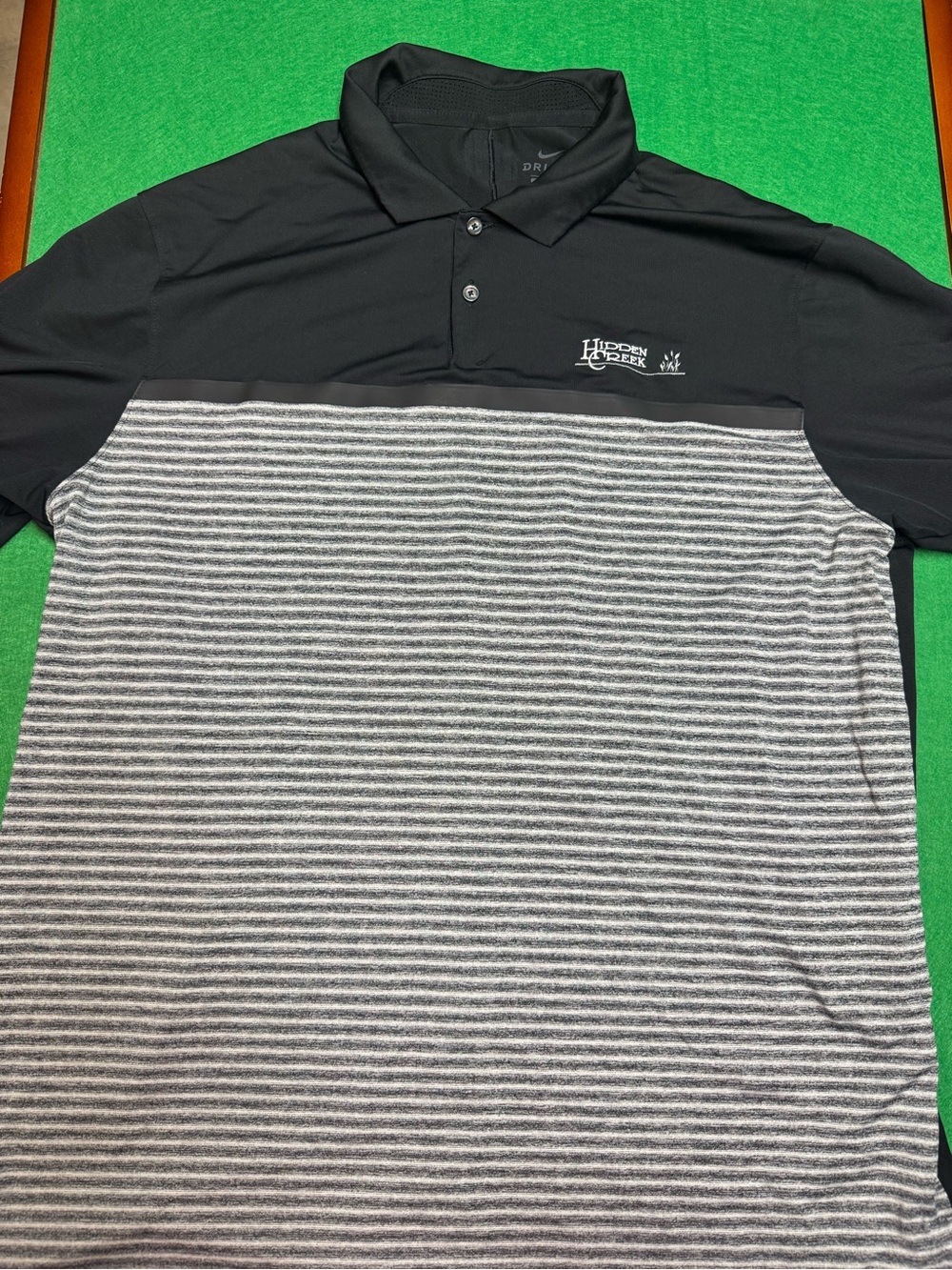Nike Black and Gray Striped Men's tiger woods golf Polo